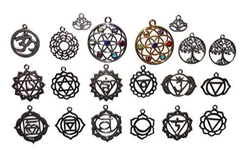 20 Chakra and Spiritual Mandala, Lotus, Flower of Life and Tree Charms from Old School Geekery TM