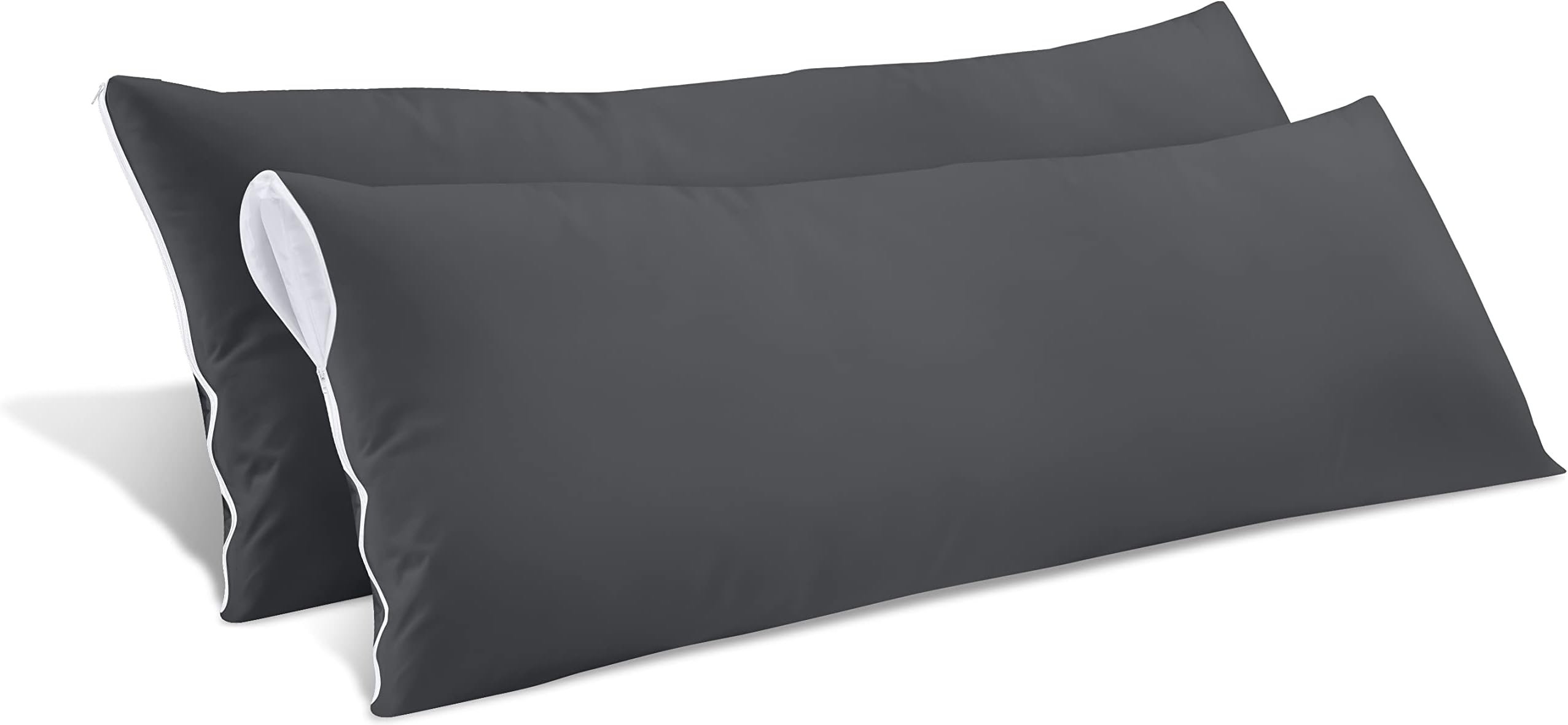 Utopia Bedding Waterproof Pillow Protectors Zippered Body Size (2 Pack, Gray), Zippered Pillowcases, Bed Bug Proof Pillow Encasement Covers 20 x 54 Inches
