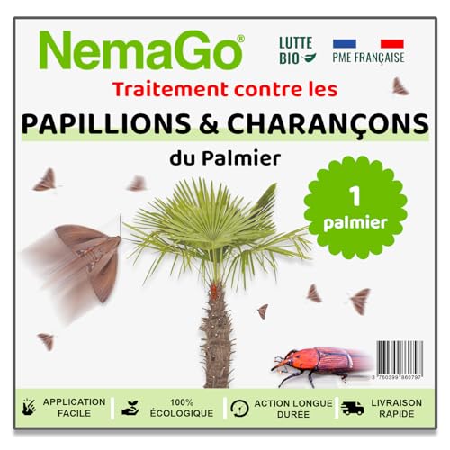 Nemago® - Nématodes Traitement contre le Papillon du Palmier et le Charançon Rouge - Traiter 1 Palmier - Lutte biologique - Anti vers et larves