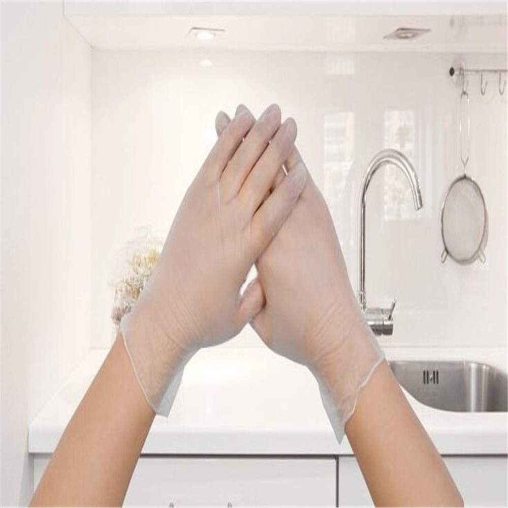XRQ Disposable PVC Gloves Hypoallergenic Transparent Powder-Free Beauty Dental Food Labor Waterproof Gloves,M