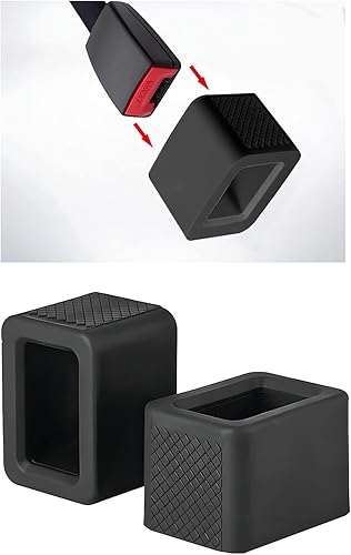 Soporte de hebilla de cinturón de silicona, 2 piezas, color negro, hace que sea más conveniente para ti sujetar el cinturón de seguridad (negro)