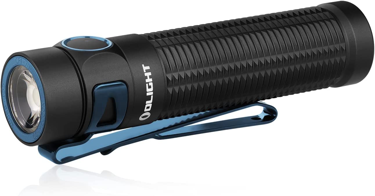 OLIGHTBaton3 Pro 1500 Lumens Compact Rechargeable EDC Flashlight, With distance sensor, Powered by Rechargeable Battery for Search, Outdoor Camping, Hiking and Mountaineering (Black-NW)