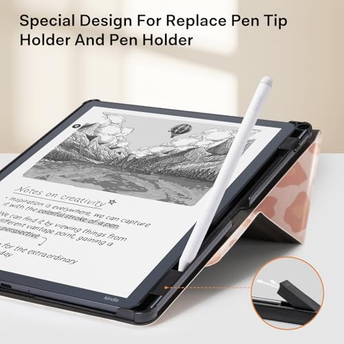Image of CoBak Case for 11 inch Kindle Scribe 3rd Generation 2025, Kindle Scribe Colorsoft with Two Viewing Angles - All New PU Leather Cover with Auto Sleep Wake, Pen Holder. Pink Leopard