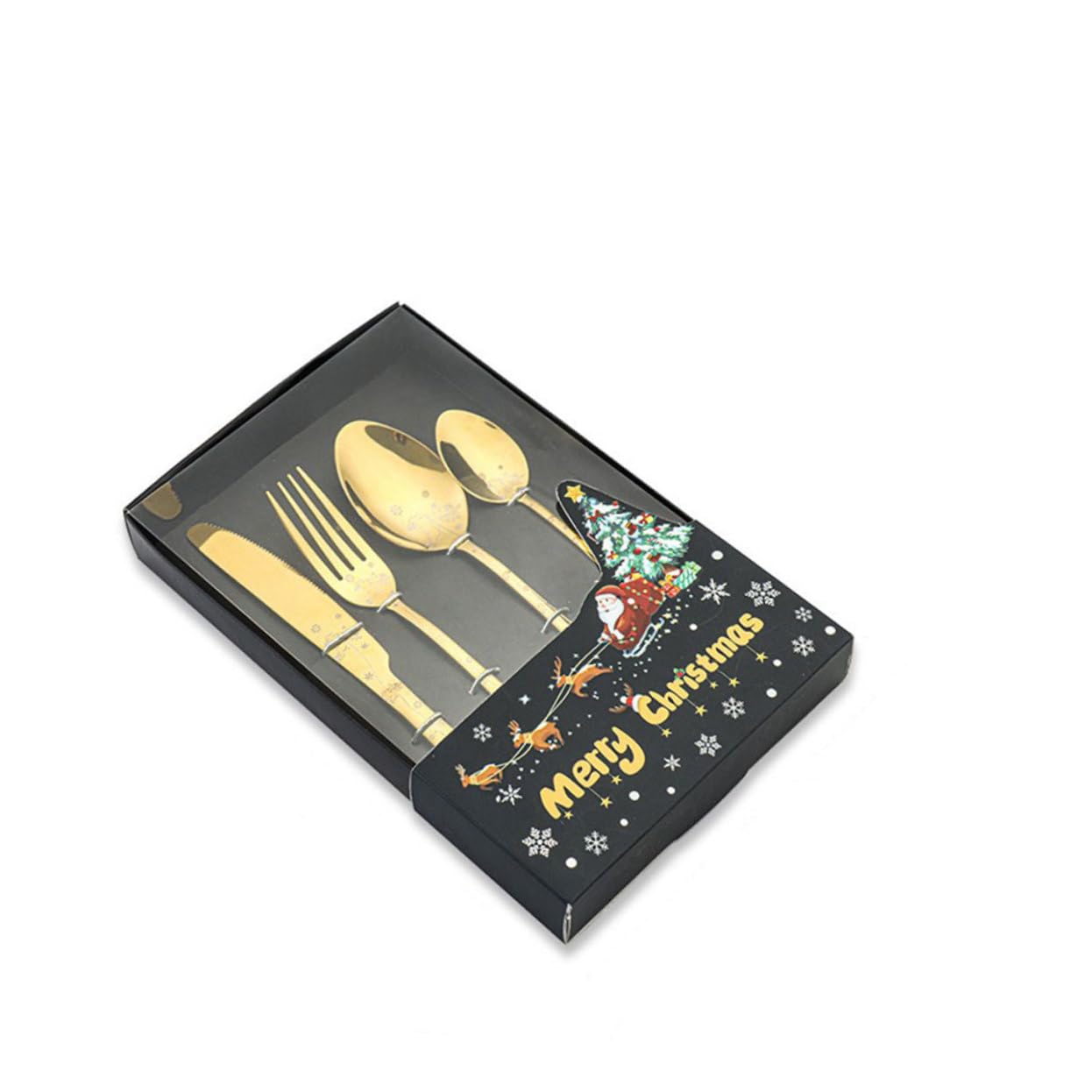 TOPBATHY 3 Juegos Juego De Cubiertos De Navidad Cubiertos De Comida Occidental Favores De La Fiesta De Navidad Vajilla De Comida para Banquetes Cuchara Dorada Cuberteria Acero Inoxidable