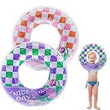 Inflatable Pool Floats for Kids, Glitter Swim Rings for 4-10 Years Old Girls Boys Pool Tubes Toy, Po
