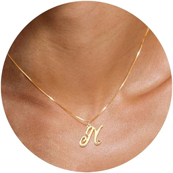 Btysun Initial Necklaces for Women, Dainty Gold Initial Necklace 14K Plated Letter Necklaces for Teen s Tiny A-Z Pendant Choker Necklace Name Jewelry