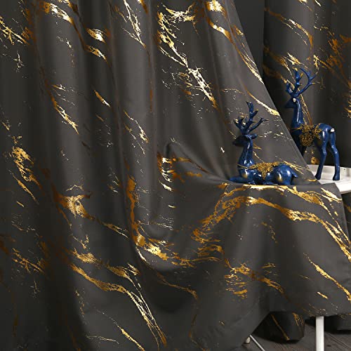 50% Off Taisier Home Gold Foil Print Linen Textured Curtains - Image 5