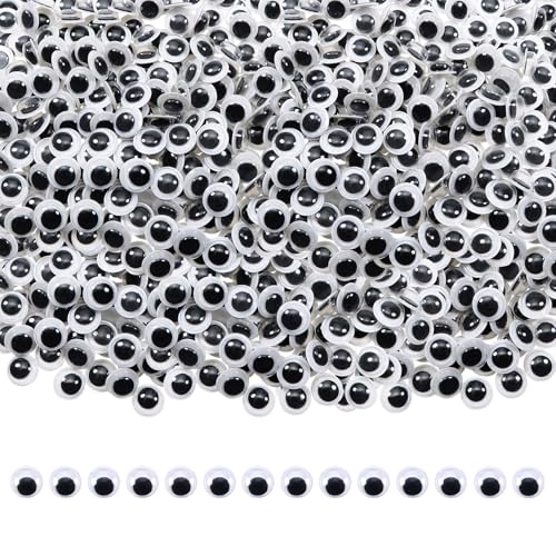 TOAOB 1000pcs 5mm Plastic Mini Wiggle Googly Eyes Self Adhesive Round Small Eyeballs Sticker Eyes DIY Arts Crafts Scrapbooking Accessories