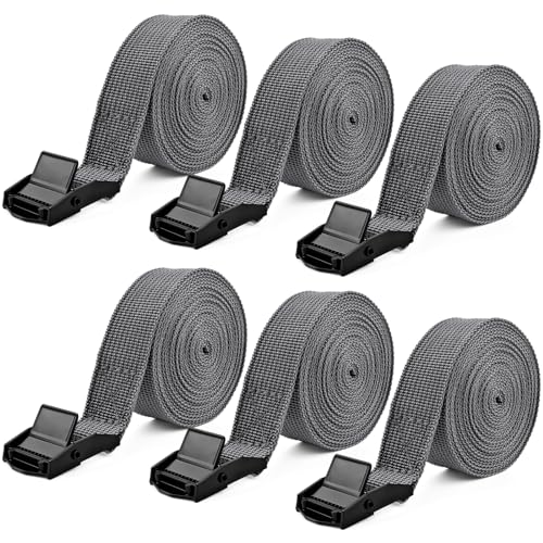 6Pcs Tie Down Straps, 300cm*2.5mm Heavy Duty Tension Belts, Adjustable Lashing Straps Ratchet 250kg(550lbs), Luggage with Buckle for Motorcycles Trucks Cargo Vans Trailer-Grey