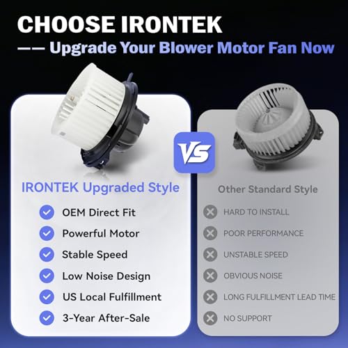 Image of IRONTEK Blower Motor Fan 700241 Compatible for Audi 2006-2013 A3 / 2015-2019 Q3 / 2009 TT, for Volkswagen 2015-2017 CC / 2009-2016 Eos 1K1820015 1K1820015A 1K1820015C 3C1820015AA 700241 PM9388 75034