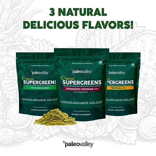 Paleovalley Organic Supergreens Powder - 23 Superfoods with Prebiotic Fiber for Energy and Immunity Support - No Cereal Grasses for Maximum Absorption - Tropical, 30 Servings - Image 8