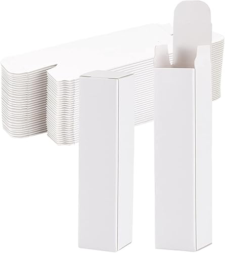BENECREAT Paquete de 50 cajas de lápiz labial blanco de 0.8 x 0.8 x 3.4 pulgadas, caja de embalaje de aceite esencial de papel, caja de embalaje de