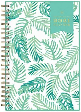 Day Designer for Blue Sky 2021 Weekly & Monthly Planner, Frosted Flexible Cover, Twin-Wire Binding, 5" x 8", Palms (122183)