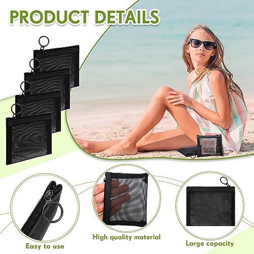 Jexine 60 Pcs Small Zipper Pouch Bulk Nylon Mini Mesh Pouches Multipurpose Coin Purse Pouch Zippered Mesh Cosmetic Bag Portable Storage Makeup Bags for Travel Supplies (Black)3