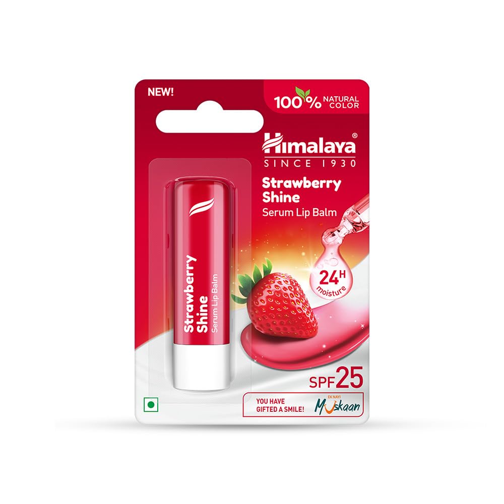 Himalaya Strawberry Shine Serum Infused Lip Balm 4.5G | For Smooth and Nourished Lips | 100% Natural Color & SPF 25 UV Protection-image-4