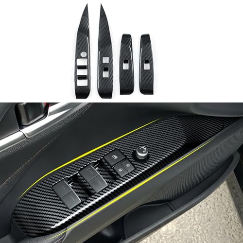 Image of Car Window Lift Cover Trim Carbon Color ABS Decal Sticker Compatible with Toyota Camry XV70 XV80 2018-2026 Accessories - for Without Seat Button ONLY
