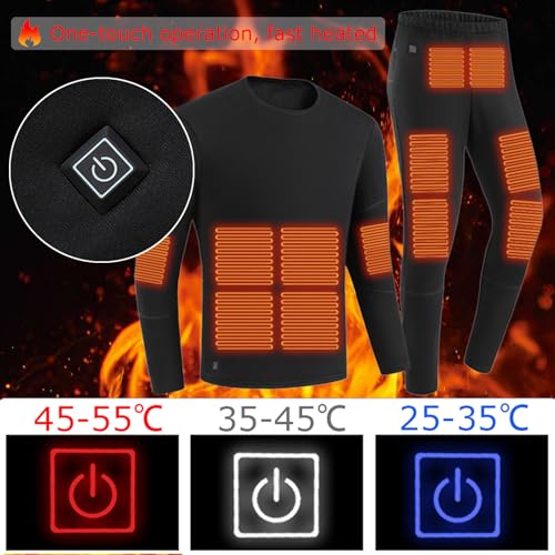 TOVCHEI 28 Zone Heated Underwear Set Men Women Winters Smart Heating Thermal Underwear with Battery for Skiing,Cycling,Hiking,Men,5XL