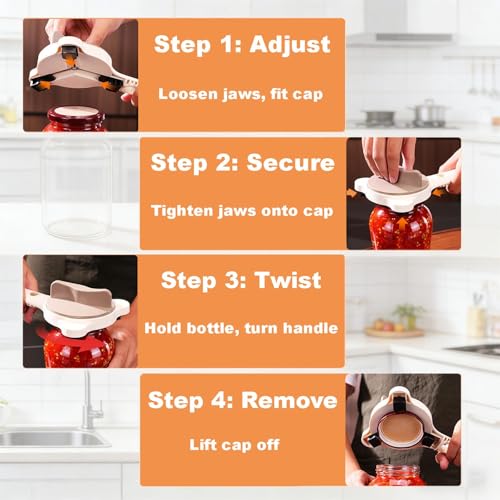 ULIECHIL 4-in-1 Adjustable Jar & Bottle Opener for Seniors & Weak Hands