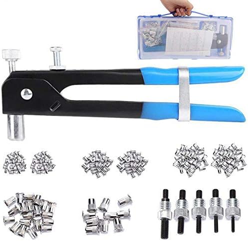 PLIFET Rivet Nut Tool Kit Set, 157 Pcs Blind Riveting Nuts Tools Heavy Duty Hand Riveter, Wrench Threaded Insert Nutsert M3 M4 M5 M6 M8, Durable Robust Steel Aluminum Rivets Tool Set (157 PCS)
