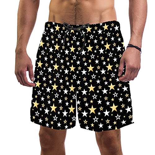 Short de bain homme séchage rapide à 2 poches et motif étoiles blanches