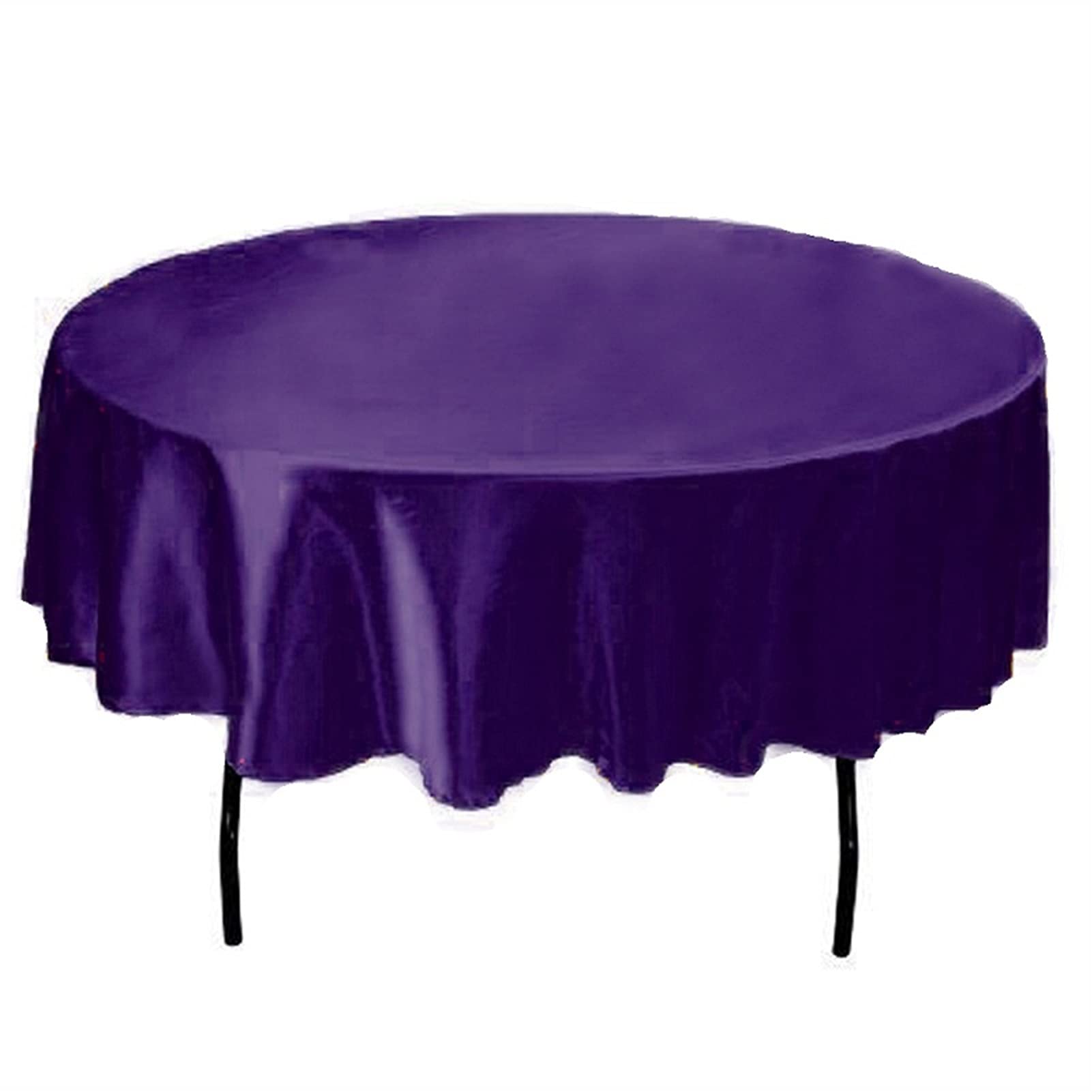 MKLHAVB Tablecloth 1pcs 145cm Round Satin Tablecloth Table Cover Solid Color Table Cloth For Christmas Birthday Wedding Party Hotel Decoration Wipeable Tablecloths(Purple)