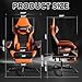 WOTSTA Gaming Chair with Footrest, High Back Gaming Chairs PVC Leather Ergonomic Gamer Chair with Adjustable Headrest Lumbar Support Racing Style Video Gaming Chair for Office/Home (Black Orange)