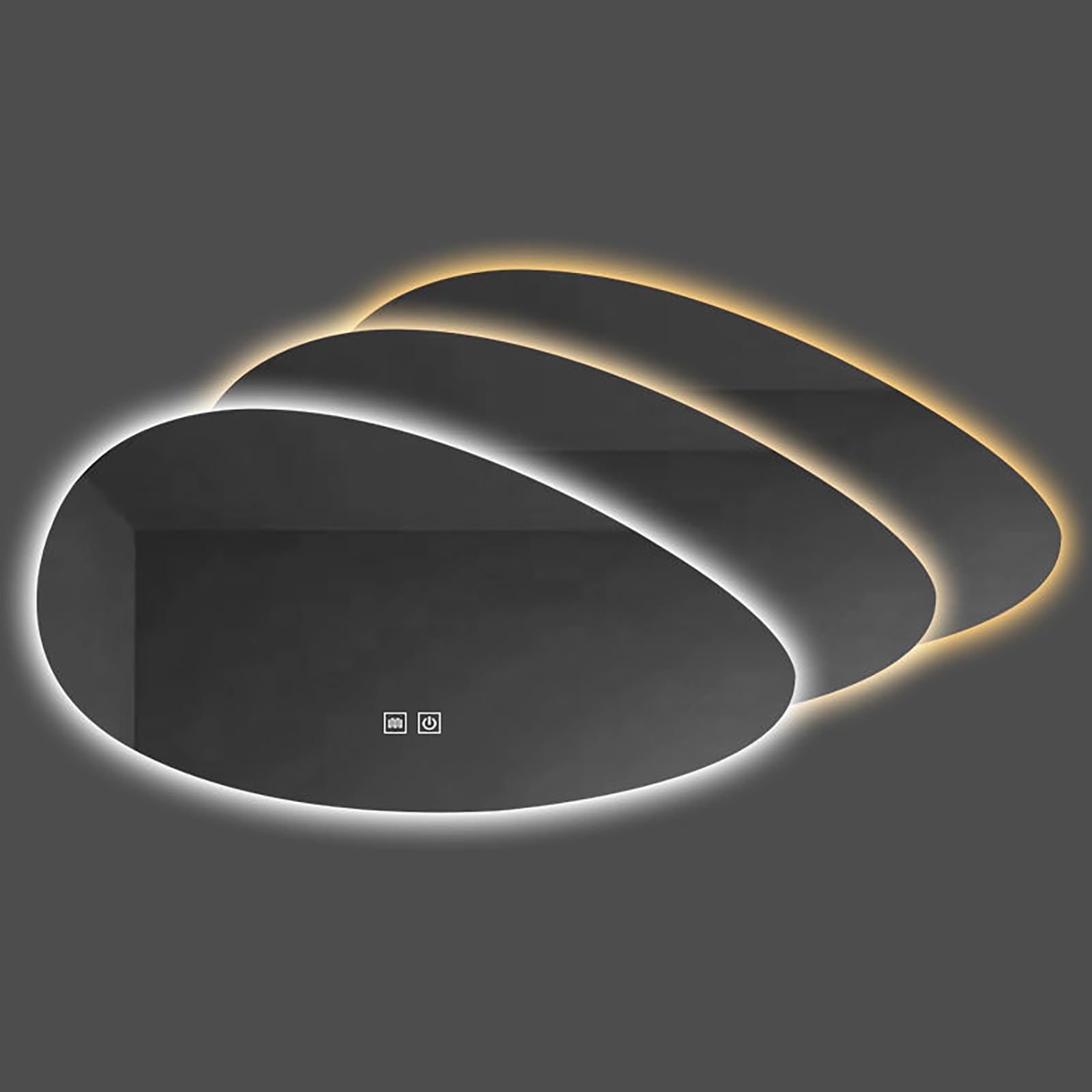 FGXHHS Asymmetric LED Wall Mounted Backlit Illuminated Vanity 3-Color Dimmable Touch Sensor Switch, 50x80cm Anti-Fog Glass Mirror for Mount Use