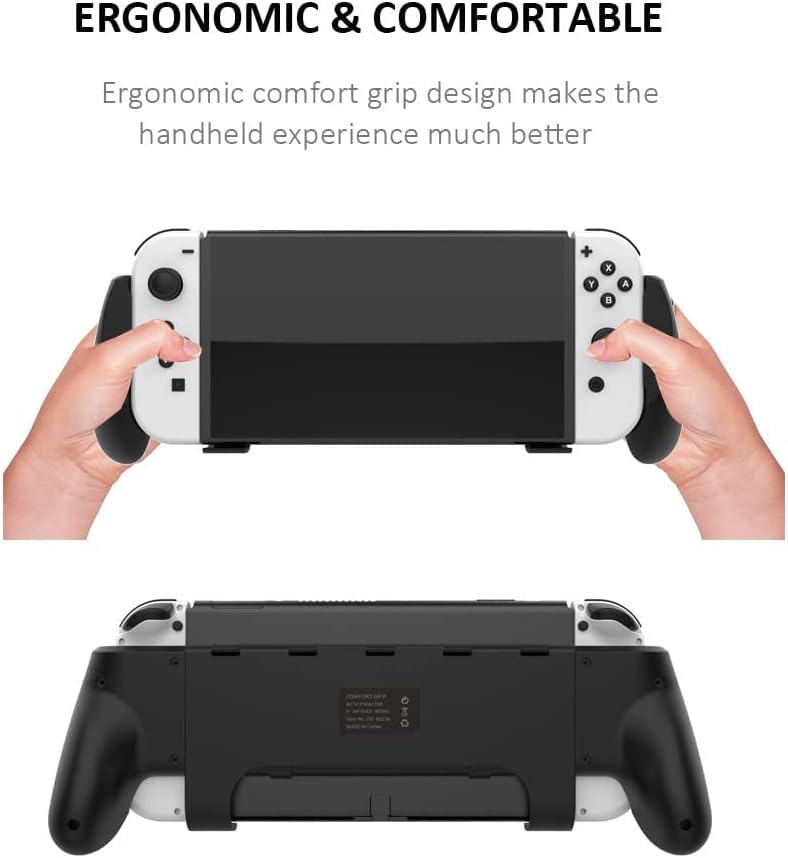 Switch OLED Grip, Switch OLED Handheld Grip with Stand and Game Card Slots - Black : Video Games