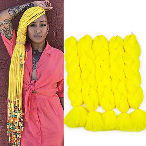 Colorful Bird Yaki kanekalon Braiding Hair Yellow Jumbo Braiding Hair High Temperature Synthetic Fiber Hair Extensions for Twist Box Braids 5PCS/Lot 90g/pc 26 inches