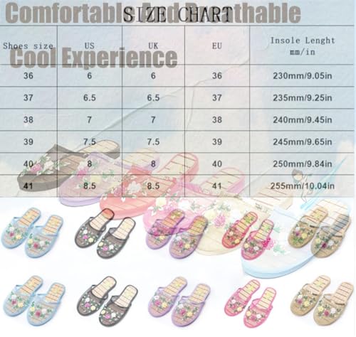 Chinese Mesh Slippers for Women, Summer Floral Hollow Chinese Mesh Floral Slippers, Breathable Bamboo Sandal2