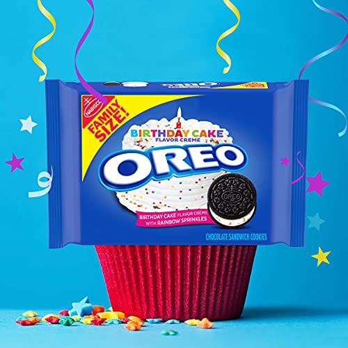 Image of OREO Birthday Cake Chocolate Sandwich Cookies, 1-17 oz Family Size package (Pack of 2)