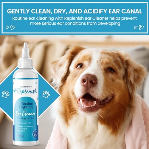 Image of Replenish Otic Ear Cleaning Solution for Dogs - Antiseptic Ear Cleaner for Dogs & Cats - Advanced Ear Flush for Yeast Treatment and Odor Control - 8 oz