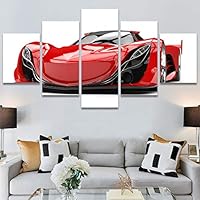 SIGNWIN 5 Panel Canvas Wall Art Modern Art Cars Edgy Industrial Mixed Media Multicolor Transportation for Home Decorations Ready to Hang - 60