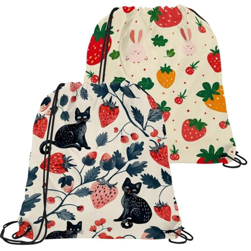 Sac à dos cordon pour le sport et vos voyages avec motif fraise original