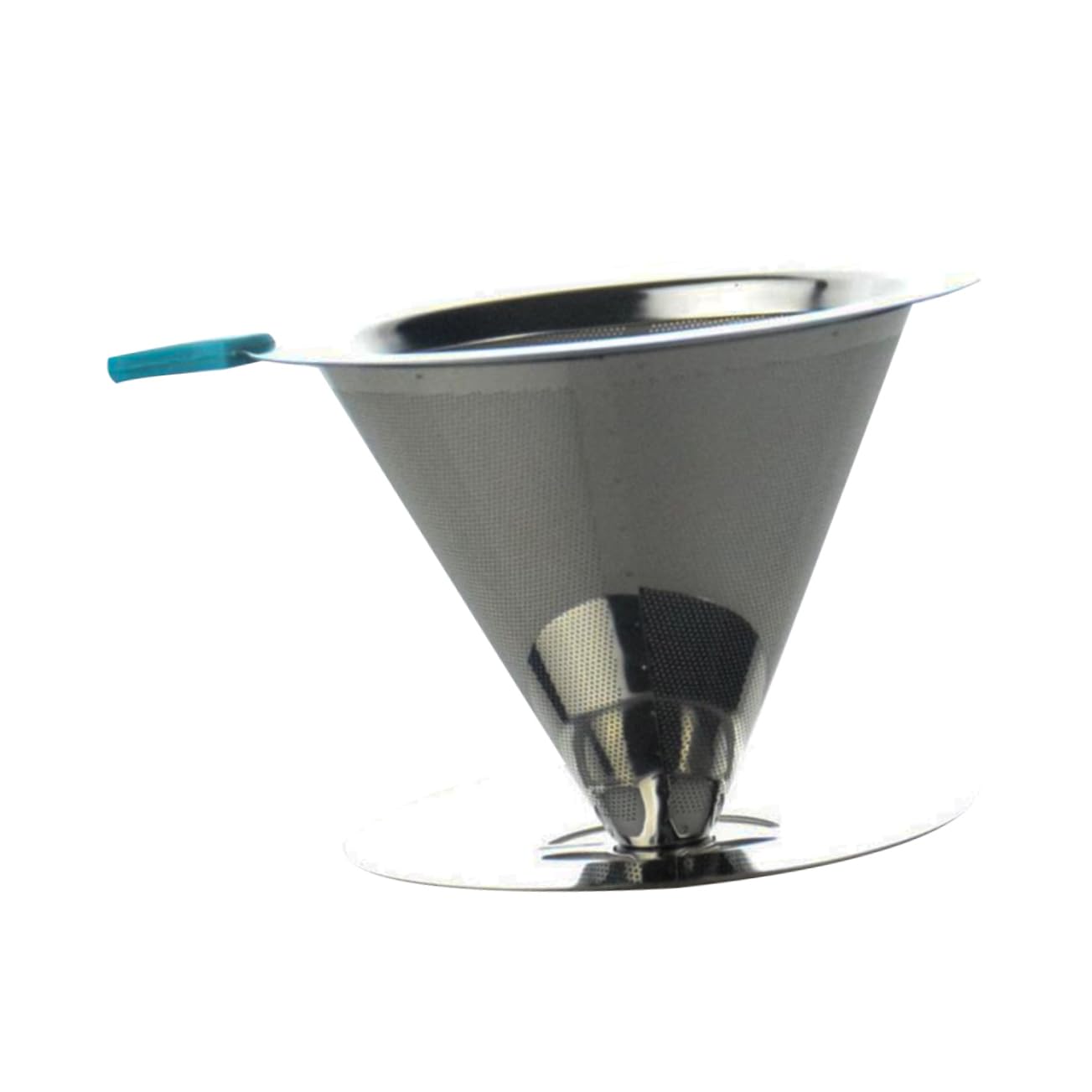 Uonlytech Stainless Dripper with Base Permanent Filter for Cups Lightweight Home Brewing Tool Random Handle Color for Camping and Outdoor Use