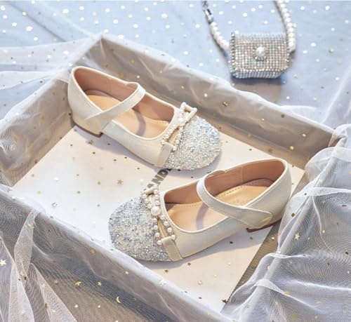 Toddler Girls Sparkly Mary Jane Flats with Bow Flower Girl Wedding Party Princess Dress Shoes4