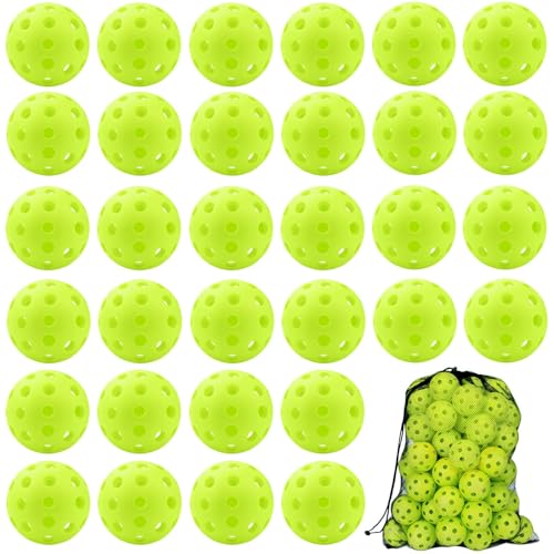 SAYAYA 50 Pack Outdoor Pickleball Balls Premium High Elasticity 40-Hole Pickleballs with Mesh Bag...