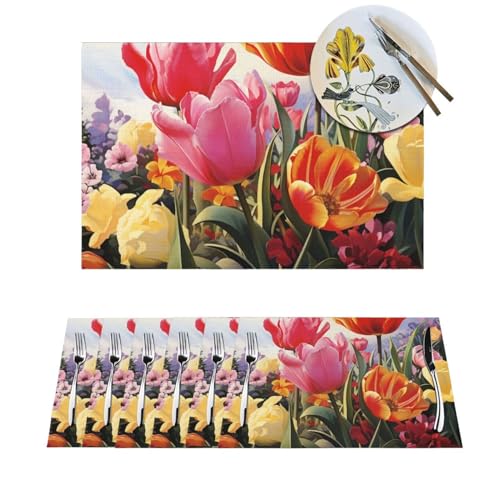 Sets de table Tulipe design lavables en PVC résistant de qualité supérieure - 2