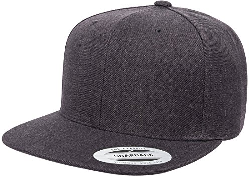 6089M Classic Snapback Pro-Style Wool Cap by Flexfit (Dark Heather)
