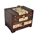 LEENY Retro Schmuckbox Hölzern Handgefertigt Schmuckkasten, Schmuckkoffer mit Schubladen Spiegel Schloss, Schmuck Schatullen Zubehör für Ringe, Armbanduhren, Ohrringe, Halsketten, Armbänder,B