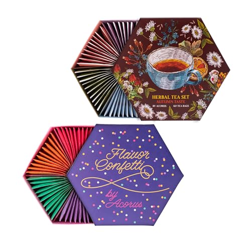 Set de té otoñal premium ACORUS con 120 bolsitas de infusiones naturales y 12 sabores variados