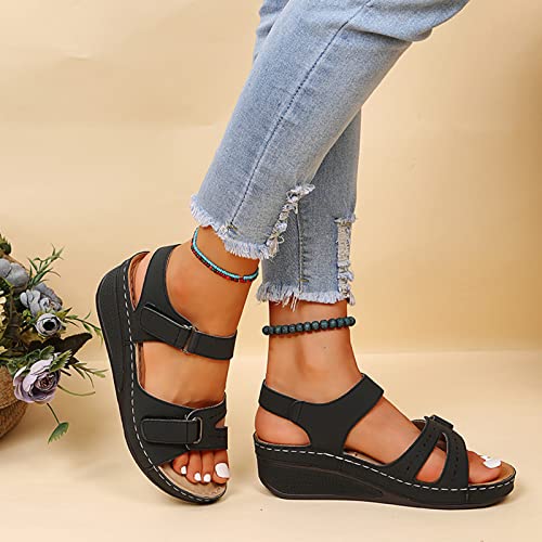 Sandales compensées avec semelle plate confortable style spartiate