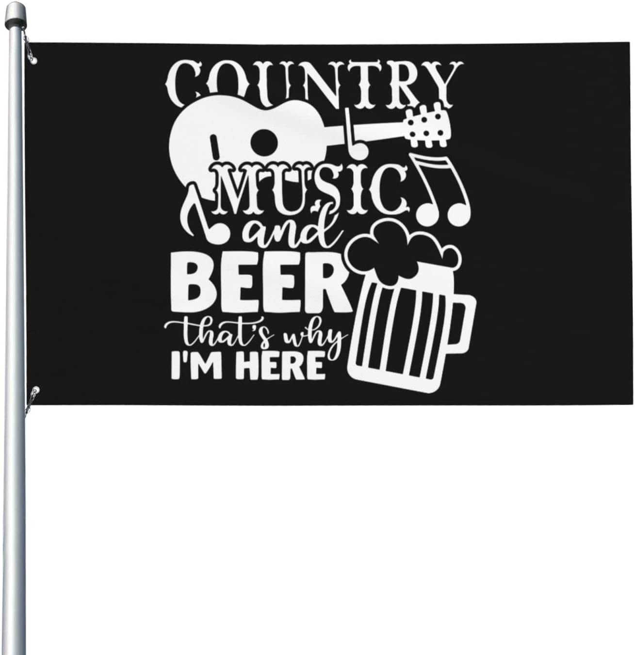 Flag Country Music And Beer That'S Why I'M Here Customized Pirate Flag Polyester Garden Flag For Lawn Residential Decks 90X150Cm