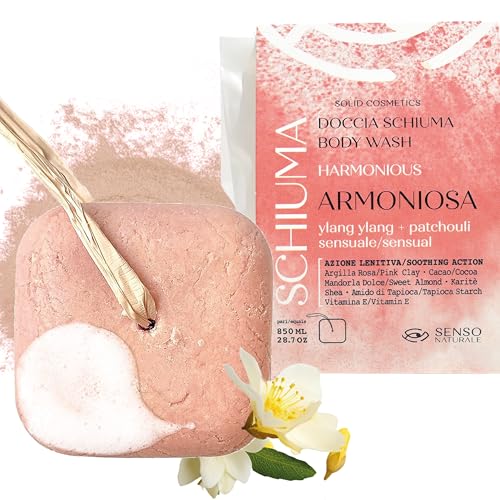 Senso Naturale Solid Shower Foam Harmonious Clay with Pink Clay and Tapioca Starch, Harmonises, Soothes and Eliminates Skin Impurities, Equivalent to 750 ml Liquid, Natural Organic
