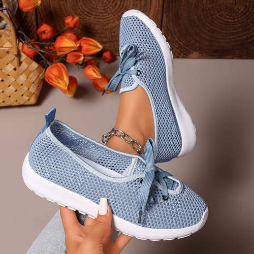 Women's Breathable Mesh Lace Up Sneakers Comfortable Casual Walking Shoes Lightweight Flat Sole Fashion Athletic3