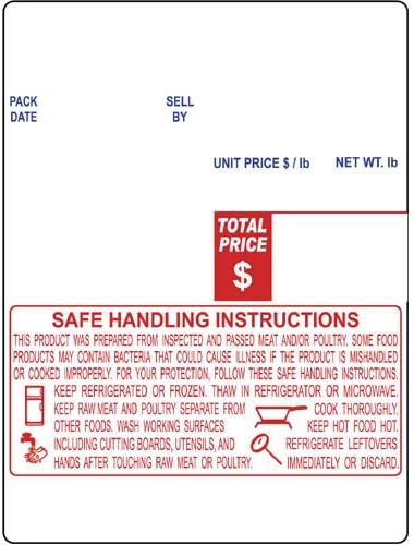 Digi/NBI Scale Label with Safe Handling Instructions, UPC, 60mm x 80mm  (2.362x3.150 inches), 580 Labels Per Roll Fits Many Printers, Digi and NBI  ...
