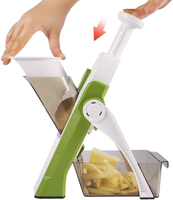 ONCE FOR ALL Mandoline Vegetable Slicer, Manual Kitchen Veg Chopper Stainless Steel Blade for Julienne, Cubes, Fried Potato Carrot, Cucumber