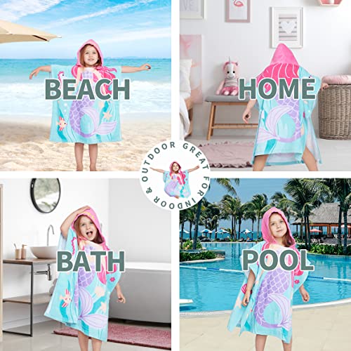 Lalifit MHT07 Little Mermaid 100% Cotton Hooded Towel For 2-6 Years Girls Boys Bath Beach Pool Towel,24 X 48 Inches thumb #5