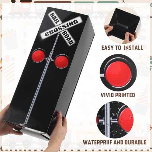 Image of Teenyyou 3 Pcs Train Railroad Party Decorations Aisle Train Track Runner Backdrop Traffic Crossing Sign Boxes for Floor Birthday Party School Home Express Decor(Classic)