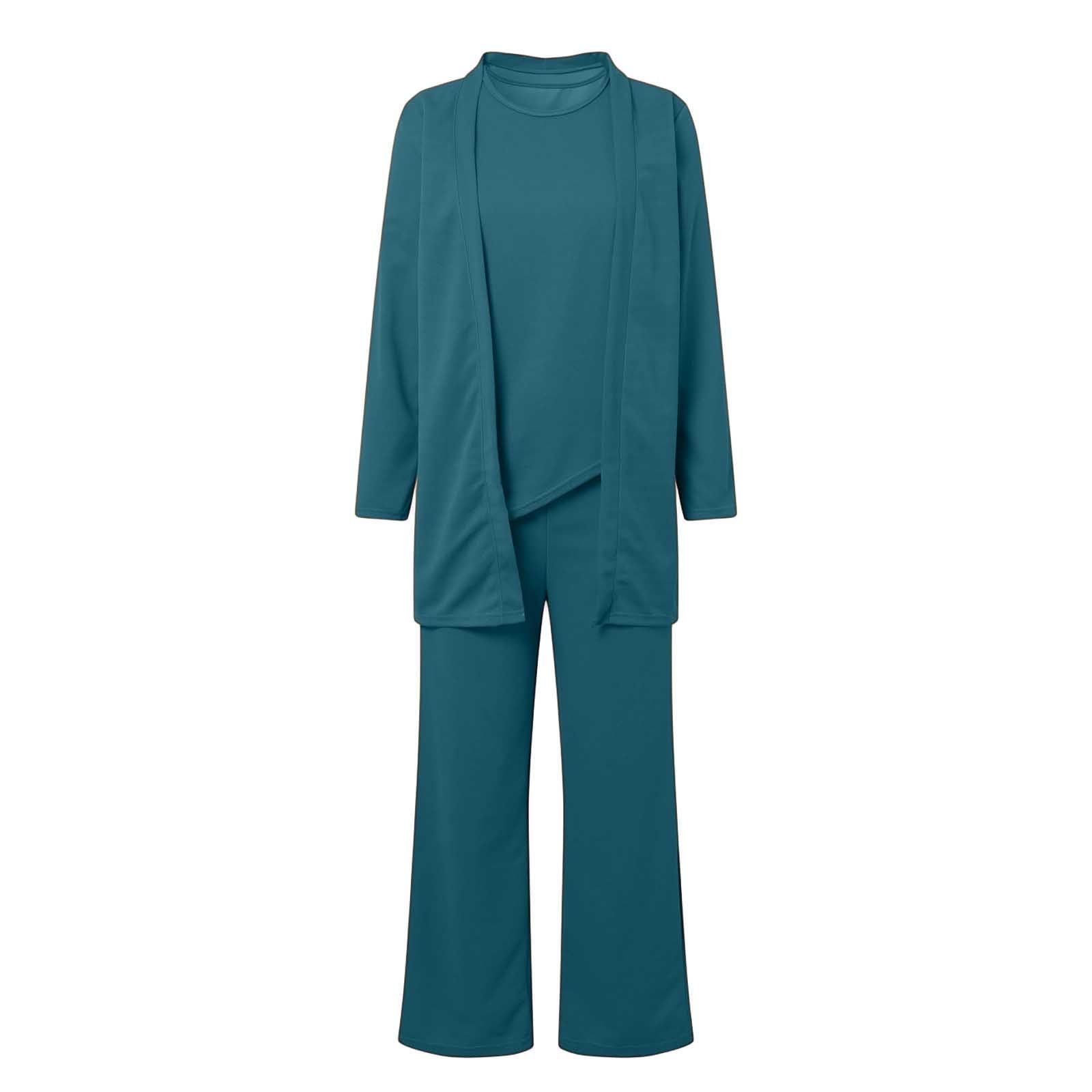 Hosenanzug Damen Festlich Elegant 3 Teiliges mit Cardigan,Oberteil und Hose Abendanzug Set Modern Freizeitanzug Große Größen Anzug Hochzeit Hosenanzüge Casual Sportlich Outfit Leicht Sommer Dreiteiler